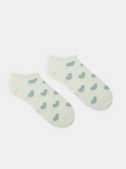 Цена за 5 пар! Носки женские молочно-белые с рисунком в виде крупных сердец молочный 306K-2310