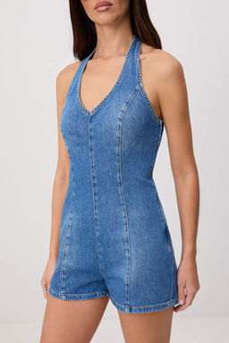 Mavi Halter Yaka K_sa Denim Tulum TWOSS26TU00048 - Trendyolmilla фото 8