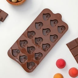 Форма для конфет и шоколада Доляна Сердцеедка, силикон, 21.5?11?1.5 см, 15 ячеек, коричневая фото 3