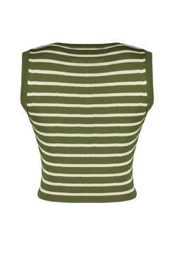 Yesil Crop Cizgili Triko Ince Bluz TWOSS23BZ00584