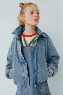 CAZADORA BOMBER DENIM / Azul