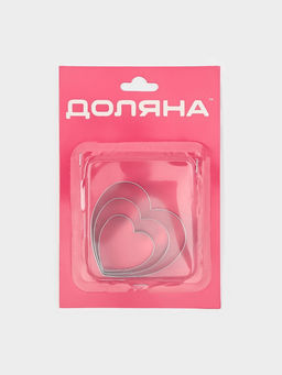 Формы для печенья Доляна «Сердечко», набор 3 шт, нержавеющая сталь, серебристые