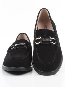 03-DEB16-2 BLACK Лоферы женские (натуральная замша)
