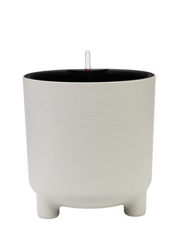 Кашпо с автополивом и вставкой 13,5 л d 27,5 см h_см белый ротанг ШЭНК