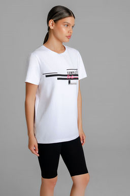 Арт. 5728 Костюм с велосипедками 42-50 (5 шт) Цвет:верх- белый, низ- черный - Калинка фото 11