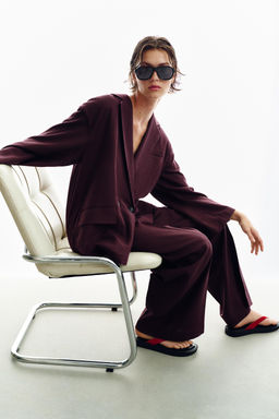 PANTAL?N RECTO LINO / Berenjena - Zara фото 6