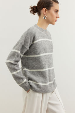 Tas Cizgili Genis Kal?p Dokulu Triko Kazak TWOAW23KZ01863 - Trendyolmilla фото 12