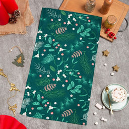 Полотенце новогоднее Доляна Needles 35х60 см, 100% хл, рогожка 164 г/м2 фото 2