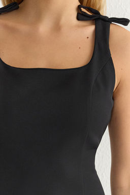 TRENDYOLMILLA Siyah A Kesim Fiyonklu Mini Dokuma Elbise TWOSS25EL00267 фото 8