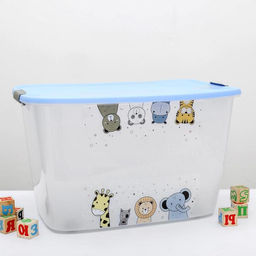Контейнер для хранения с крышкой детский на колёсиках «Зверята», 56 л, 60×40×36 см, МИКС