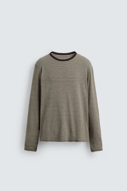CAMISETA JACQUARD RAYAS / Crudo / Verde - Zara фото 6
