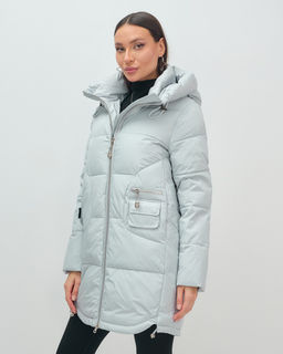 Куртка зимняя женская с капюшоном модная голубого цвета 3193Gl - Visdeer фото 3