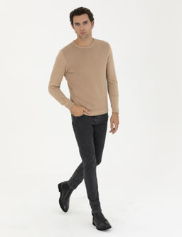 Верблюжий трикотаж приталенного кроя с круглым вырезом - Cacharel фото 4