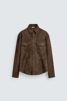 SOBRECAMISA REGULAR FIT EFECTO ANTE / Marr?n - Zara фото 6