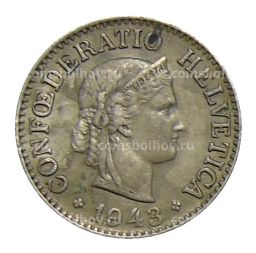 Монета 10 раппенов 1943 года Швейцария