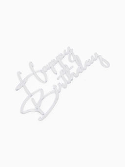 Цена за 3 шт. Топпер для торта "Happy Birthday " акрил, цвет серебро
