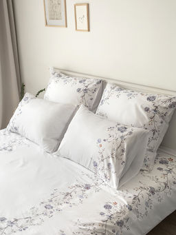 Комплект постельного белья Семейный белый/синий твил - Denastia фото 10