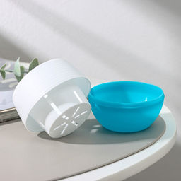 Цена за 3 шт. Горшок для цветов с поддоном «Япония», 125 мл, d=8 см, h=6,5 см, белый-бирюзовый