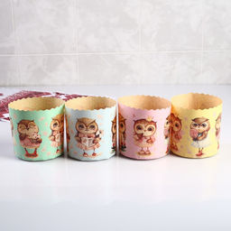 Цена за 20 шт. Форма бумажная для кекса, маффинов и кулича «Совушки», 9×9 см