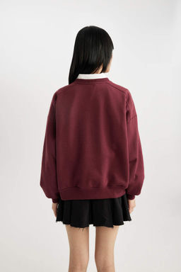 Толстовка из плотной ткани Cool Oversize с круглым вырезом - Defacto фото 6