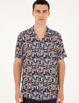 Lacivert Comfort Fit K_sa Kollu G_mlek