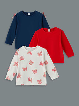 Bisiklet Yaka K?z ?ocuk Ti??rt 3l?