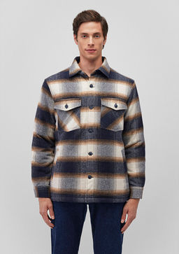 Kareli Gomlek Ceket - Mavi фото 3