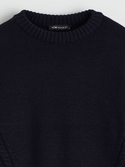 Bisiklet Yaka Kendinden Desenli Kad?n Triko Tunik