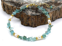 Браслет из крошки апатита с жемчужинками, 18см