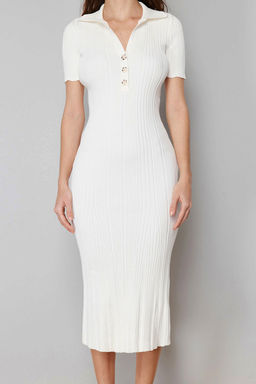 TRENDYOLMILLA Lacivert Maxi Triko Polo Yaka Elbise TWOSS24EL00282 фото 37