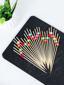 Шпажки бамбуковые 50 штук с декором / H50-1 /уп 500/ микс - ГалеонТрейд фото 2