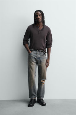 JEANS STRAIGHT FIT ROTOS / Azul tinta