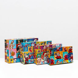 Набор коробок 4 в 1 Рop-art новогодний 1, 30 х 20 х 8 - 24 х 14 х 5 см - UPAK LAND фото 2