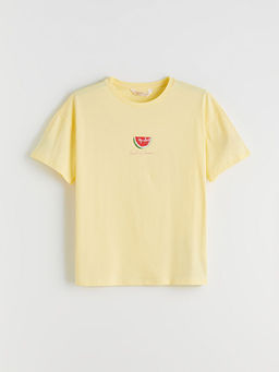 Bisiklet Yaka Bask?l? Kad?n Pijama ?st