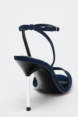 HIGH-HEELED DENIM SANDALS - Zara фото 6