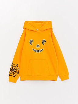 Bask?l? Uzun Kollu K?z ?ocuk Hoodie