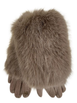 Утепленные женские перчатки с мехом , цвет светло коричневый