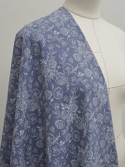 Теплый хлопок Букеты пионов на серо-фиолетовой дымке, ш.1.5м, хлопок-100%, 160гр/м.кв - Купава фото 2