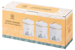Набор 3 банок для сыпучих продуктов 1,1 л 11,7*11,7*15,5 см Tea, coffee, sugar+крышки с ручк, круг - Elan gallery фото 8