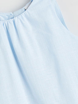 Bisiklet Yaka ?i?ekli K?z ?ocuk Elbise