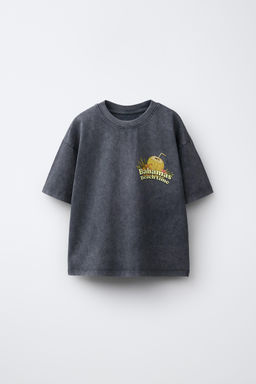 CAMISETA GARMENT DYE ESTAMPADO / Gris antracita
