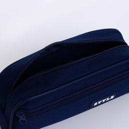 Косметичка-пенал на молнии с карманом, Style, синяя - Simaland фото 3