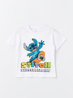 Bisiklet Yaka Stitch Bask?l? K?sa Kollu Erkek Bebek Ti??rt
