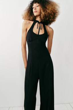 MONO HALTER ANCHO CON LINO / Negro - Zara фото 5