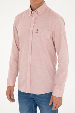 U. S. Polo Assn / Мужская рубашка лососевого цвета с длинным рукавом - U.s. polo assn фото 6
