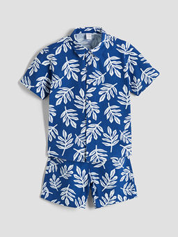 Bask?l? Erkek ?ocuk G?mlek ve ?ort 2li