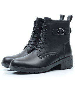 01-5559-1 BLACK Ботинки демисезонные (натуральная кожа, байка)