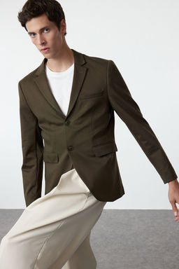TRENDYOL MAN Haki Slim Fit Orme Esnek Kumasl? Blazer Ceket TMNAW23CE00025 - Trendyolmilla фото 2