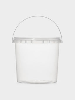 Цена за 100 шт. Ведро одноразовое с крышкой, пластик, 2 л, d=17.3 см, пищевое, прозрачное