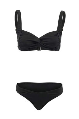 Siyah Bralette Kapl? Dokulu Normal Bel Regular Bikini Tak?m? TBESS26BT00058